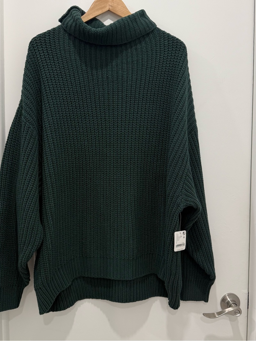 NWT Free People Swim Too Deep Sweater in Deepest Spruce green, size L.
